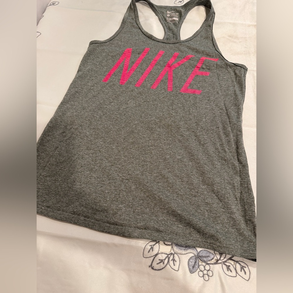 Nike Gray Tank Top with Pink Logo